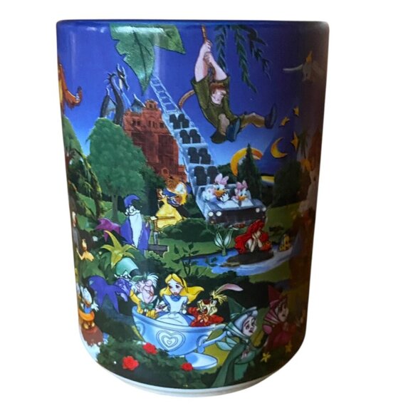 Walt Disney World Parks Mug Characters Blue VGUC Mickey Minnie Pluto Donald Duck - Picture 7 of 10